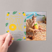 Invitations En Acrylique Sweet One Ananas Photo 1er Anniversaire (In situ (ordinateur de poche))