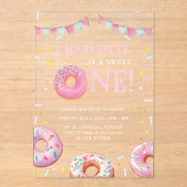 Invitations En Acrylique Sweet One Donut Rose Première fête d'anniversaire (Recto)