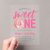 Invitations En Acrylique Sweet One Pink Donut 1er anniversaire (In situ (ordinateur de poche))