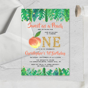 Invitations En Acrylique Sweet Peach Boys 1er anniversaire