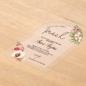 Invitations En Acrylique Sweet Petite Pêche Filles Baby shower Arc Élégant (Poser)