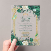 Invitations En Acrylique Sweet sixteen Emerald Green & Gold (In situ (ordinateur de poche))