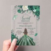 Invitations En Acrylique Sweet sixteen Emerald Green & Silver Anniversaire (In situ (ordinateur de poche))