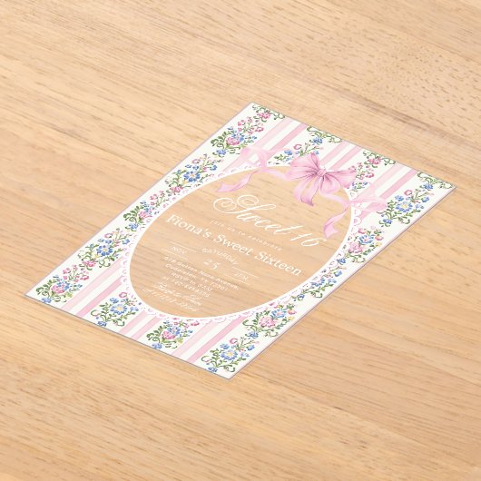 Invitations En Acrylique Sweet Sixteen Grandmillen Coqueete Bow Birthday (Poser)