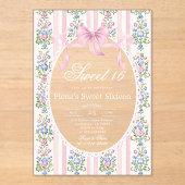 Invitations En Acrylique Sweet Sixteen Grandmillen Coqueete Bow Birthday (Recto)