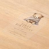 Invitations En Acrylique Sweet Teddy Bear 1er fête d'anniversaire (Poser)