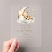 Invitations En Acrylique Sweet Teddy Bear Baby shower beige neutre (In situ (ordinateur de poche))