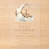Invitations En Acrylique Sweet Teddy Bear Baby shower beige neutre (Recto)