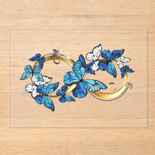 Invitations En Acrylique Symbole infini de papillons Morpho bleus
