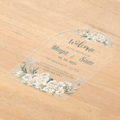 Invitations En Acrylique SYMBOLE Mariage Floral Vert Sage Élégant (Poser)