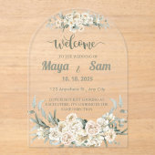 Invitations En Acrylique SYMBOLE Mariage Floral Vert Sage Élégant (Recto)