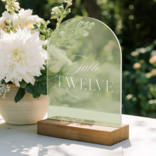 Invitations En Acrylique Table de mariage en acrylique vert numéro douze