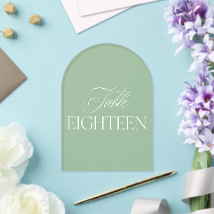 Invitations En Acrylique Table de mariage en acrylique vert sauge numéro 18