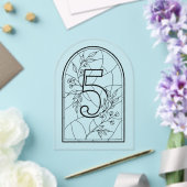 Invitations En Acrylique Table numéro cinq de style vitrail (Insitu (Mariage))