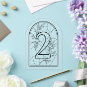 Invitations En Acrylique Table numéro deux de style vitrail (Insitu (Mariage))