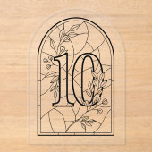 Invitations En Acrylique Table numéro dix de style vitrail (Recto)