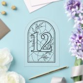 Invitations En Acrylique Table numéro douze de style vitrail (Insitu (Mariage))