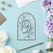 Invitations En Acrylique Table numéro neuf de style vitrail (Insitu (Mariage))