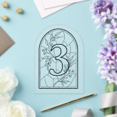 Invitations En Acrylique Table numéro trois de style vitrail (Insitu (Mariage))