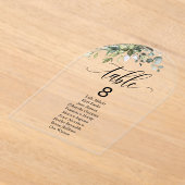 Invitations En Acrylique Tableau des Mariages d'arc Feuille Eucalyptus Tabl (Poser)