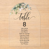Invitations En Acrylique Tableau des Mariages d'arc Feuille Eucalyptus Tabl (Recto)