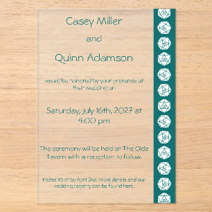Invitations En Acrylique Tabletop Chic en Acrylique Bleu-vert Mariage