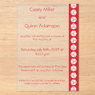 Invitations En Acrylique Tabletop Chic en Acrylique Rouge Cerise Mariage
