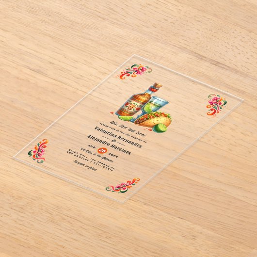Invitations En Acrylique Tacos & Tequila Mexicaine Fiesta Mariage Transpare (Poser)