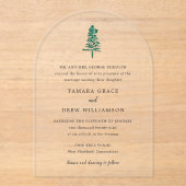 Invitations En Acrylique Tamara Pine Tree Mariage moderne (Recto)