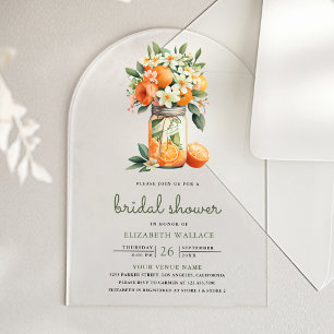 Invitations En Acrylique Tangerine Citrus Orange Bocal Mariage