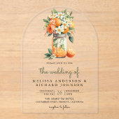 Invitations En Acrylique Tangerine Citrus Orange Mason Jar Wedding (Recto)