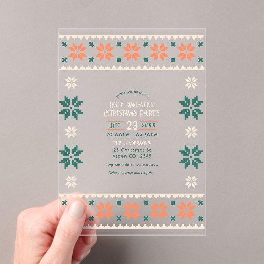 Invitations En Acrylique Tangerine Spruce laide fête de Noël (In situ (ordinateur de poche))