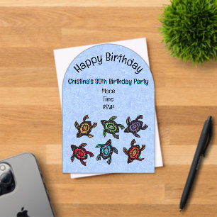 Invitations En Acrylique Tas de tortues abstraites colorées Anniversaire Bl