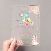Invitations En Acrylique Tea-Rex Tutu Party Dinosaur fille rose 3e annivers (In situ (ordinateur de poche))