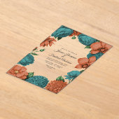 Invitations En Acrylique Teal & Coral Modern Botanical Wedding (Poser)