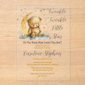Invitations En Acrylique Teddy Bear Twinkle Twinkle Little Star Baby shower (Recto)
