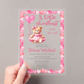 Invitations En Acrylique Teddy Bear Un Petit Baby shower Fille Amoureuse (In situ (ordinateur de poche))