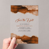 Invitations En Acrylique Terracotta Agate Marbre Mariage Enregistrer la dat (In situ (ordinateur de poche))