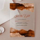 Invitations En Acrylique Terracotta Agate Marbre Mariage Enregistrer la dat