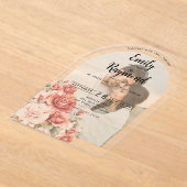 Invitations En Acrylique Terracotta Burgundy Blush Floral Wedding Arch (Poser)