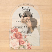 Invitations En Acrylique Terracotta Burgundy Blush Floral Wedding Arch (Recto)