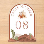 Invitations En Acrylique Terracotta Cactus Wedding Acrylic Table Number (Recto)