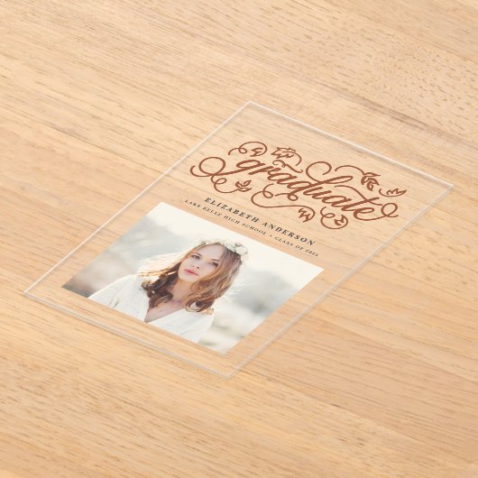 Invitations En Acrylique Terracotta Calligraphie Rustique (Poser)