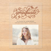 Invitations En Acrylique Terracotta Calligraphie Rustique (Recto)