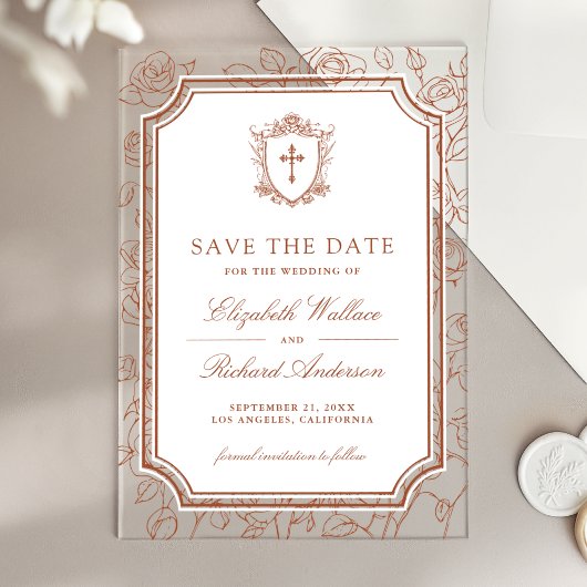 Invitations En Acrylique Terracotta Catholic Wedding Save the Date
