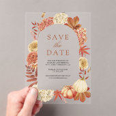 Invitations En Acrylique Terracotta Citrouille mariage floral Enregistrer l (In situ (ordinateur de poche))