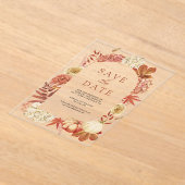 Invitations En Acrylique Terracotta Citrouille mariage floral Enregistrer l (Poser)