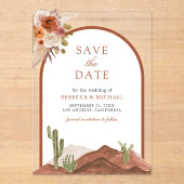Invitations En Acrylique Terracotta Desert Cactus Wedding Save the Date (Recto)