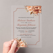 Invitations En Acrylique Terracotta Floral Border Wedding (In situ (ordinateur de poche))