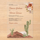 Invitations En Acrylique Terracotta Floral Cactus Wedding (Recto)